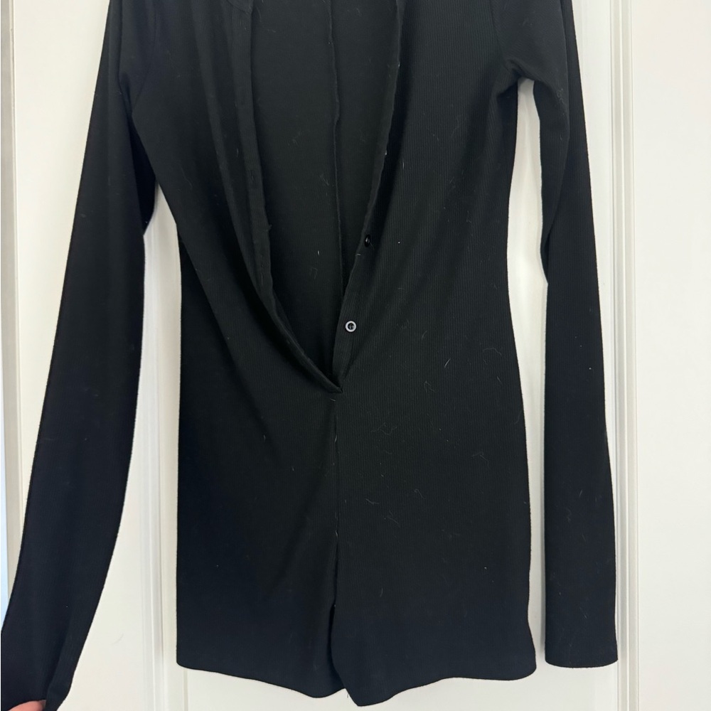 Lioness Black Ribbed Knit Top